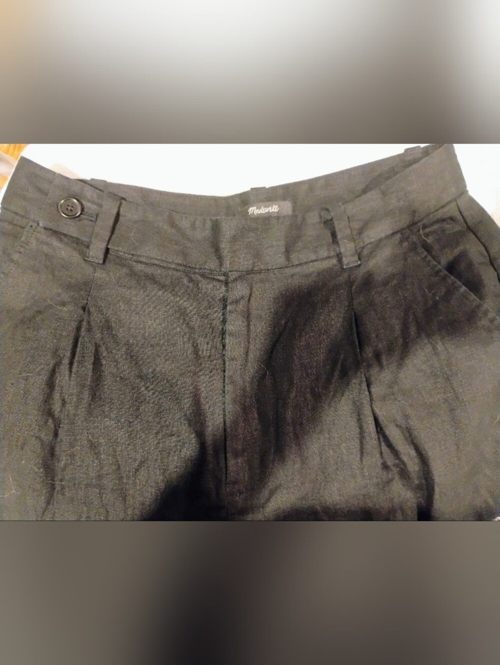Women's Madewell Size 8 Black Wide Leg Pleat Linen Pants - Picture 8 of 9